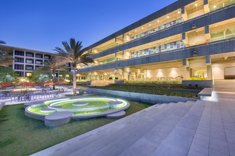 Cox science building at night