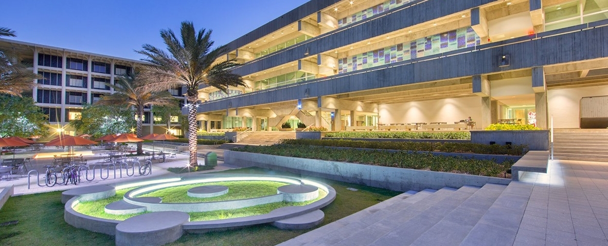 Cox science building at night