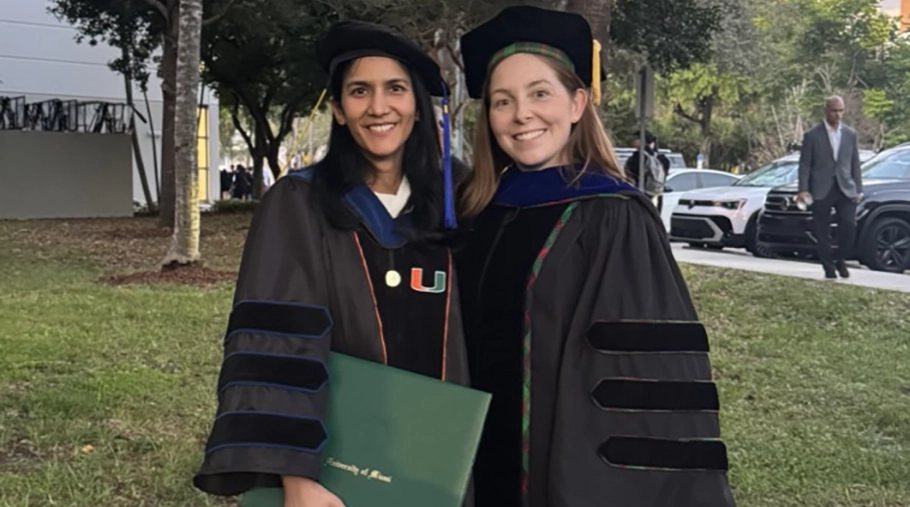 photos of Prof.Meier with Deepa at graduation